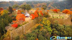 紅葉に包まれた 天空の城 岡城 -大分県-20161117 vol.7 Aerial in drone the Oka castle/Okajou 4K Photo